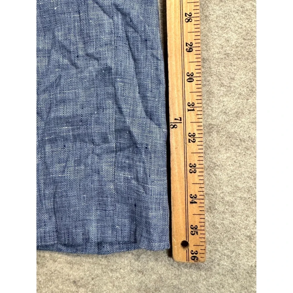Murano Baird McNutt Slim Alex Fit Dress Pants Mens 34x30 Blue Flat Front Linen